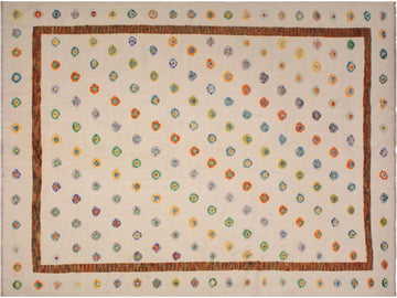 handmade Modern Moroccan Hi Ivory Rust Hand Knotted RECTANGLE 100% WOOL area rug 8x11